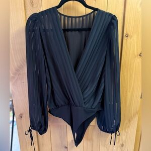 Express — Elegant Black Sheer Women's Bodysuit — Size S